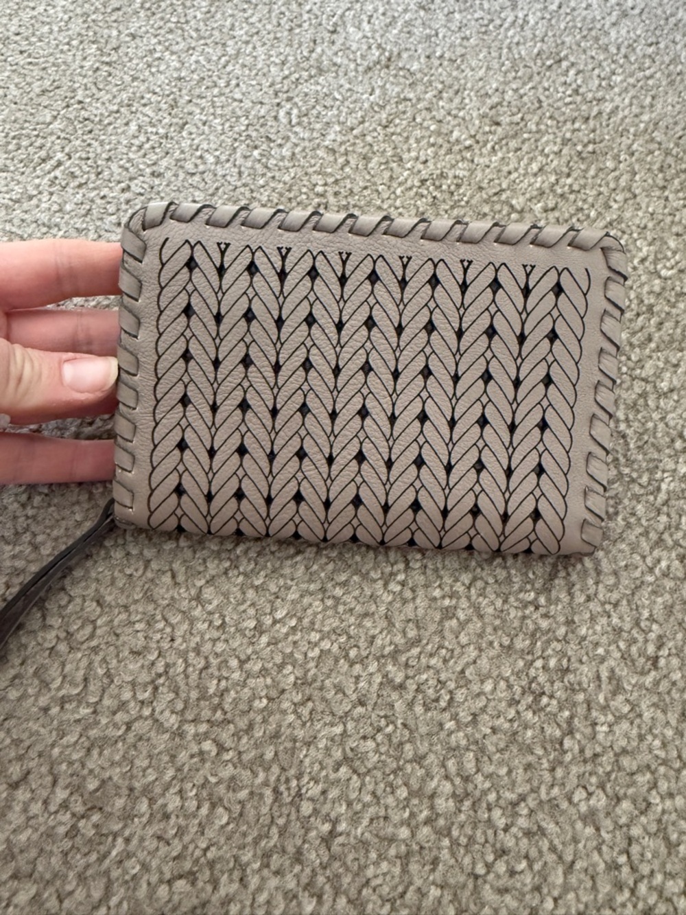 NWT Brighton Woven Leather Zip Wallet - Taupe